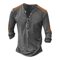 3D пуловер цифров печат мъжки улични спортни модни тенденции 7-бутон плакет, сив, XL