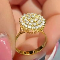 2ct кръгъл разрез Moissanite 14k жълто злато клъстер пръстен за жени подаръци годежен сватба