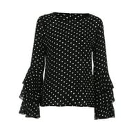 Бел блуза Небрежен ръкав Дамски модна точка Полка разхлабени върхове риза за жени женска блуза
