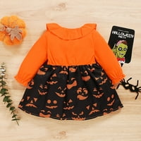 2т бебе момичета рокля 3т момичета рокли Дълъг ръкав Хелоуин рокля за малки деца момичета оранжеви рокли