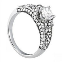 Хари Чад Ентърпрайзис 1. КТ 14к пенливи кръгли диаманти пасианс с венчална халка-бяло злато