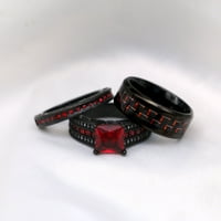 Съвпадение пръстен няколко Пръстени Черно злато позлатени 1.5 КТ червено КЗ жените сватбен пръстен комплекти женски пръстен