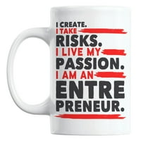 Горд предприемач Цитати за мислене на бяло керамично кафе и чай чаша