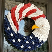 Американски орел венец слав патриотичен червен бял и син орел венец за декорация на стената на прозореца на входната врата