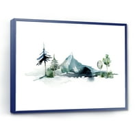 Дизайнарт 'минималистична елхова гора и зимни планини' модерна рамка платно за стена арт принт