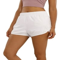 жените тичане Шорти, случайни Плътен цвят двоен слой облицовани еластична висока талия хлабав годни Фитнес Къси панталони със страничен джоб с цип