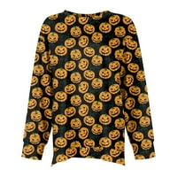 Дамски ежедневни Мода Хелоуин печат дълъг ръкав о-врата пуловер Топ Блуза
