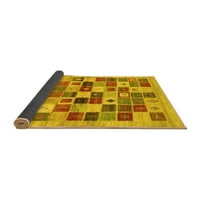 Ahgly Company Indoor Square Abstract Yellow Contemporary Area Rugs, 5 'квадрат