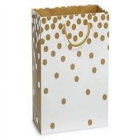 Пакет от 10, размер на кубчета 10 златни точки гланц ламинирани хартиени чанти за подаръци с дръжки за шнур