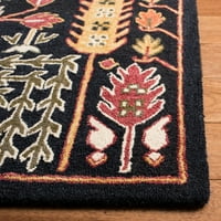Aspen Wilhelmina Резюме флорална вълна килим, черно червено, 2'3 5 '
