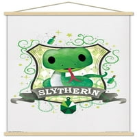 Светът на Wizarding: Хари Потър - Стенски плакат Slytherin Charm с дървена магнитна рамка, 22.375 34