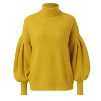 Kali_store пуловер за култури за жени дамски ежедневни пуловери Разхлабени меки плетени пуловер върхове жълти, m