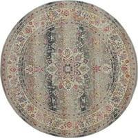 Nourison Vintage Kashan Persian Grey 4 'Round Area Rug