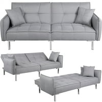 Олдън дизайн плат покрити футон разтегателен диван с регулируема облегалка, сиво