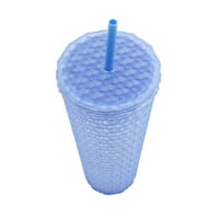 Крепежни елементи 26 унции Акрилна матова текстурирана чаша със слама, синя
