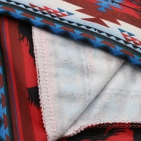 Плетен пуловер жени дълъг ръкав Дебели качулки Запад / врат ацтеките етнически стил Шнур цип пуловер Реколта дрехи Червен хл
