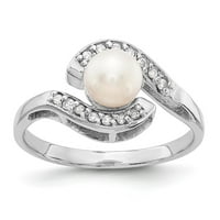 Солидна 14k бяло злато сладководни култивирани перлени диамантени пръстени с размер размер