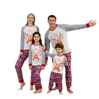 Коледно семейство, съвпадащо с пижами лосове, печат Raglan с дълъг ръкав върхове и разтягане на ежедневни панталони заспиване
