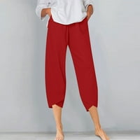 Хелоуин сделки клирънс жени хлабав ластик бутон джоб панталони Каприс с джобове кръстосани подгъва дизайн на памук и бельо панталони мода сделки