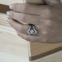 0. Ct. Филигранен винтидж предпазител за сватбен пръстен с кубична циркония, монтиран в сребро със стерлинги