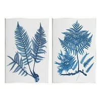 Ступел индустрии смели сини папрати гори природа ботанически и флорални живопис без рамка изкуство печат стена изкуство, набор от 2
