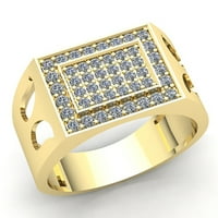 Реал 0.75 каратов кръгъл шлифован диамант Мъжки клъстер годежен пръстен Солид 10к Розе, бяло или жълто злато ГХ и1-и2