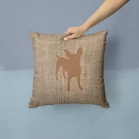 Carolines Treasures BB1108-BL-BN-PW Chihuahua Burlap и кафяво платно тъкан декоративна възглавница BB1108, 14HX14W