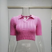 Жени летни туники върхове V-образно пуловер с къс ръкав тениска женски блузи XL