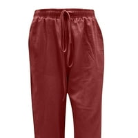 Frostluinai памучни панталони за жени ежедневни еластични талии с дълга широки панталони за крака панталони панталони