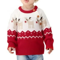 Момичета момчета коледни джъмпер елени плетен коледен джъмпер за деца пуловер подходящ за 2-3y, червено