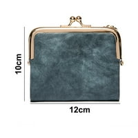 Дамски портфейл Малка двойна RFID дами мини винтидж монета чанта с цип и целувка, синьо ， G171949