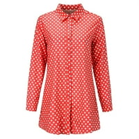 Пикси ризи за жени жени реколта дълъг ръкав полка точки риза яка Топ риза блуза жени ризи червени + ххл