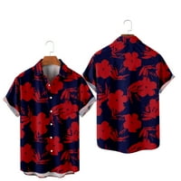 Хавайски летен фламинго флорален хавай отпечатана мъжка риза, редовно прилягане, къс ръкав