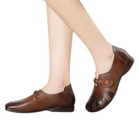 Изискан Възрастни Дамски обувки Ежедневни обувки за жени дамска мода мека кожа говеждо сухожилие меко дъно плосък ток единични ежедневни дамски обувки Клин кафяв 7