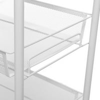 4-ниво тънък плъзнете килер съхранение багажник, подвижен съхранение количка за кухня баня перално помещение тесни места мобилни стелажи единица пчелна пита