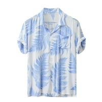 Мъжки ризи на Wofeydo, ръкав цветна свободна летни мъжки къси копчета риза блуза за ежедневни мъжки блуза, поло ризи за мъже, хавайска риза за мъже бели 2xl