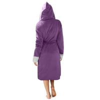 Sunhillsgrace плюс размери якета палта за жени екипаж врата зимен плюшен удължен халат халат домашни дрехи с дълъг ръкав с халат палто