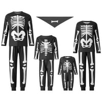 Скелет, съвпадащ с семеен пижама на Хелоуин