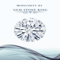 Gem Stone King Sterling Silver Yellow Lemon Quartz и White Moissanite 3-каменни пръстени за жени