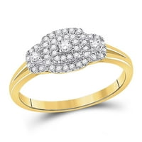 10к жълто злато кръг диамант пасианс Булчински годежен пръстен