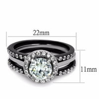Двойка пръстен комплект Дамски два тона Черен Неръждаема стомана венчален пръстен Мъжки Спининг лента-размер В9М10