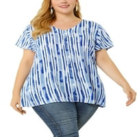 Agnes Orinda Juniors 'Plus Size Ruffle Luse Loweve Loose Stripes върхове върхове