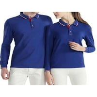 Pfysire Men Небрежни поло ризи с дълъг ръкав Pique Jersey Golf тениска върхове сини 3xl