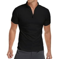 Мъжки поло ризи За Мъже Мъжка мода ежедневни спортни Плътен цвят Стойка яка риза с къс ръкав Топ Блуза Мъжки поло ризи Черен + 3хл