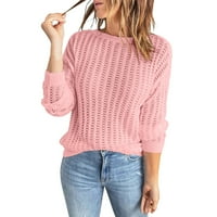 Ketyyh-chn пуловери жени с дълъг ръкав пуловери зимни топли върхове розови, 2xl