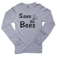 Запазете пчелите - със сива тениска с сладък пчелен пчела с дълъг ръкав