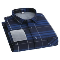 Glookwis мъже фланелни ризи с дълъг ръкав Термична блуза ревера празнични върхове на върховете надолу бутон надолу стил 38