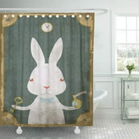 Характер на Wonderland White Rabbit с ключ и часовник в винтидж стил завеса за баня в стил баня