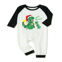 Коледни семейни пижами съвпадащи комплекти за печат на динозавър и карирани панталони за спално облекло xmas jammies