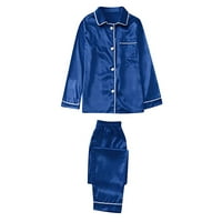 Puntoco Women Clearance Pajamas Pary-Child Outfit комплекти меки и комфортно блуза с дълъг ръкав и долни шезлонг тъмносини 12